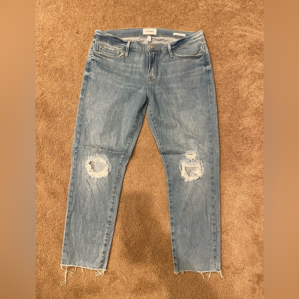 FRAME Le Garçon Crop Light Denim Jeans Size 28